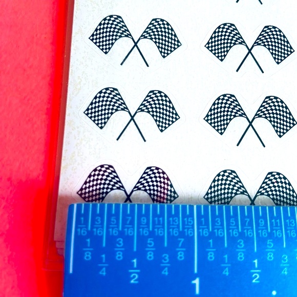 NWT. 🏁 Pack of 128 checkered flag stickers, 4 sheets. - Picture 2 of 4